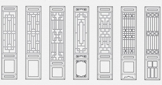 伊州常用中式仿古花窗图案隔断设计图